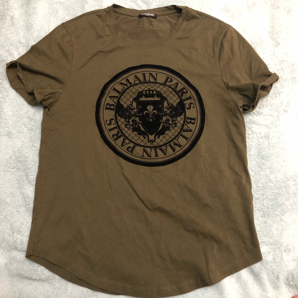 Balmain Flocked Coin Print Tee